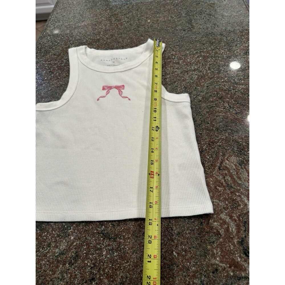 Aeropostale‎  Pink Bow Cami Women’s S  white  tretch Tank Top cropped - Picture 6 of 7